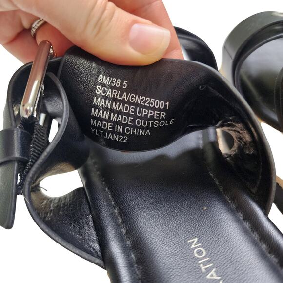 BCBGeneration Womens Scarla Sandal Size 8 Black Espadrille Platform Buckle Strap - Picture 8 of 10